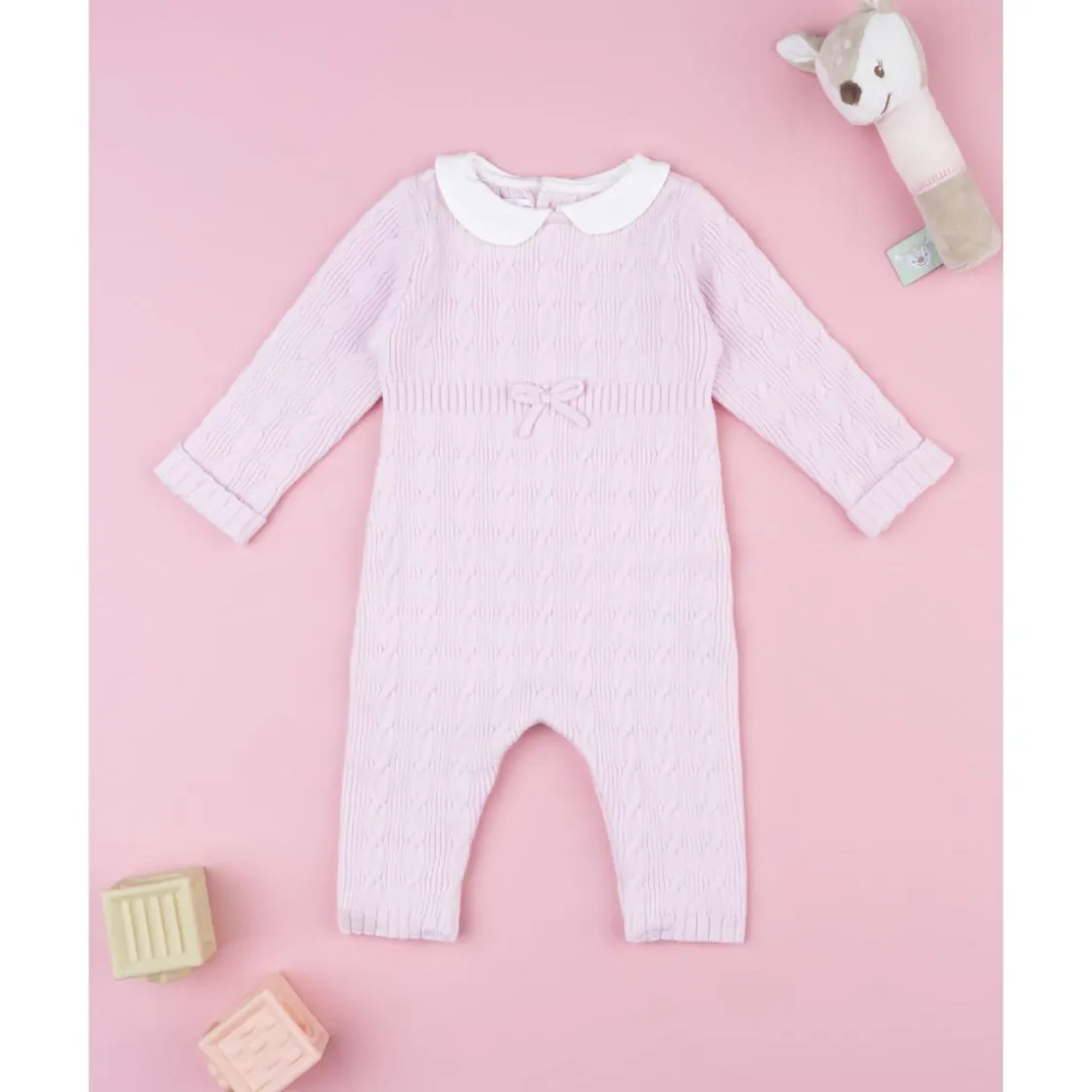 Prenatal Pelele tricot rosa de niña con lazo* Ropa Y Accesorios·Peleles|Recién Nacido·Ropa Y Accesorios