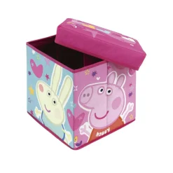 PEPPA PIG - Asiento plegable guardatodo textil cuadrado 30x30x30cm ㅤ* Estilo De Vida