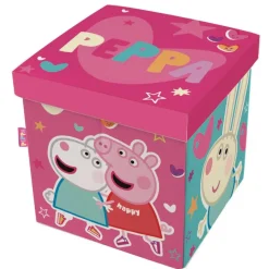 PEPPA PIG - Asiento plegable guardatodo textil cuadrado 30x30x30cm ㅤ* Estilo De Vida