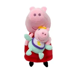 BANDAI Peppa Pig - Peluche Peppa con bebé 25 cm