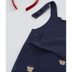 Prenatal Peto azul niño con renos bordados