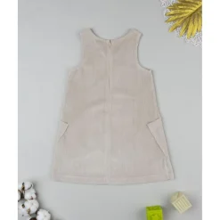 Prenatal Peto de pana beige con detalle floral para niña