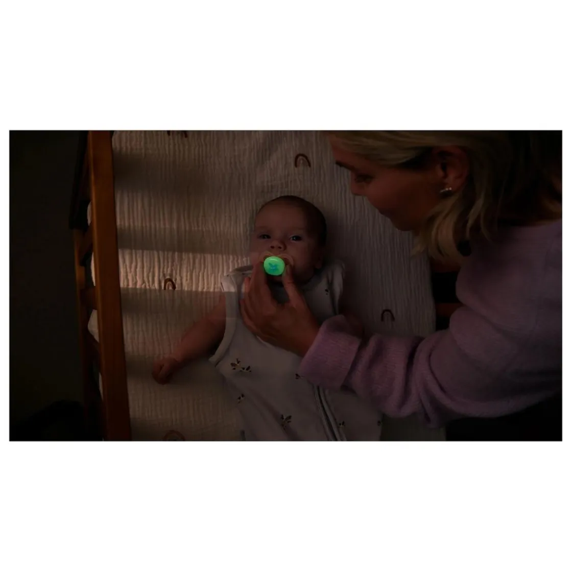 AVENT Philips - 2 chupetes nocturnos Ultra Start niña lila y amarillo (0-2m)