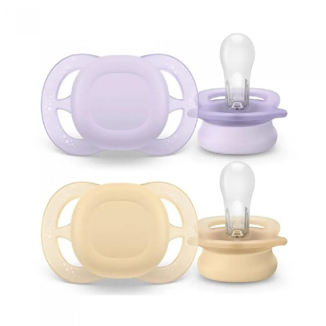 AVENT Philips - 2 chupetes Ultra Start niña lila y amarillo (0-2m)* Biberones Y Chupetes·Chupetes