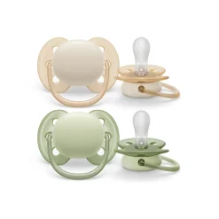 AVENT Philips - 2 chupetes ultra suaves 0-6 meses naranja/verde* Biberones Y Chupetes·Chupetes