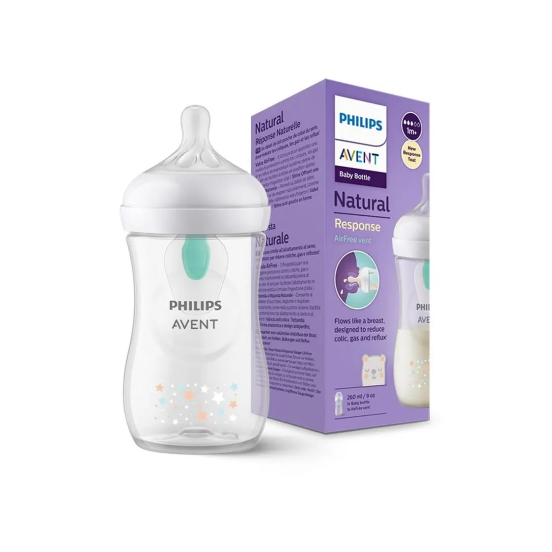 AVENT Philips - Biberón Natural Response Airfree decorado 260 ml (1m+)* Biberones Y Chupetes·Biberones