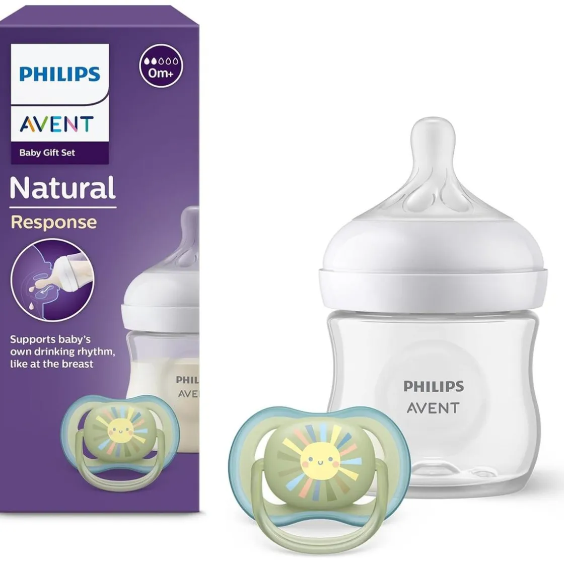 AVENT Philips - Biberón Natural Response 125 ml + Chupete Ultra Air 0-6m