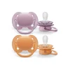 AVENT Philips - Chupetes ultra suaves para bebés de 6-18 meses, morado/naranja (2 unidades)* Biberones Y Chupetes·Chupetes