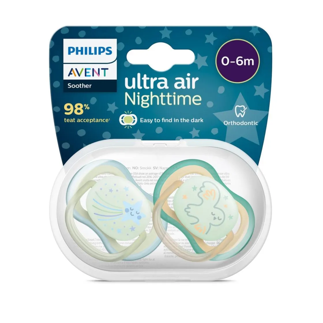 AVENT Philips - Chupetes ultra air noche 0-6 meses estrella/pájaro* Biberones Y Chupetes·Chupetes