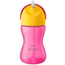 PHILIPS AVENT - Vaso rosa con pajita 300 ml +12 meses* Preparación Comida Y Accesorios·Tazas Y Vasos