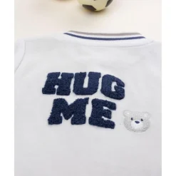 Prenatal Pijama beige de terciopelo con parche “Adorable”