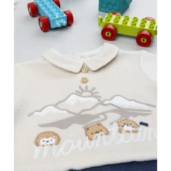Prenatal Pijama bicolor de bebé en terciopelo con estampado 