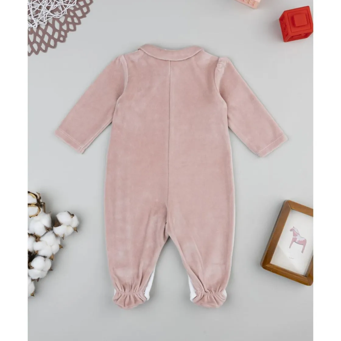 Prenatal Pijama bicolor de bebé en terciopelo blanco y rosa* Ropa Y Accesorios·Peleles|Recién Nacido·Ropa Y Accesorios