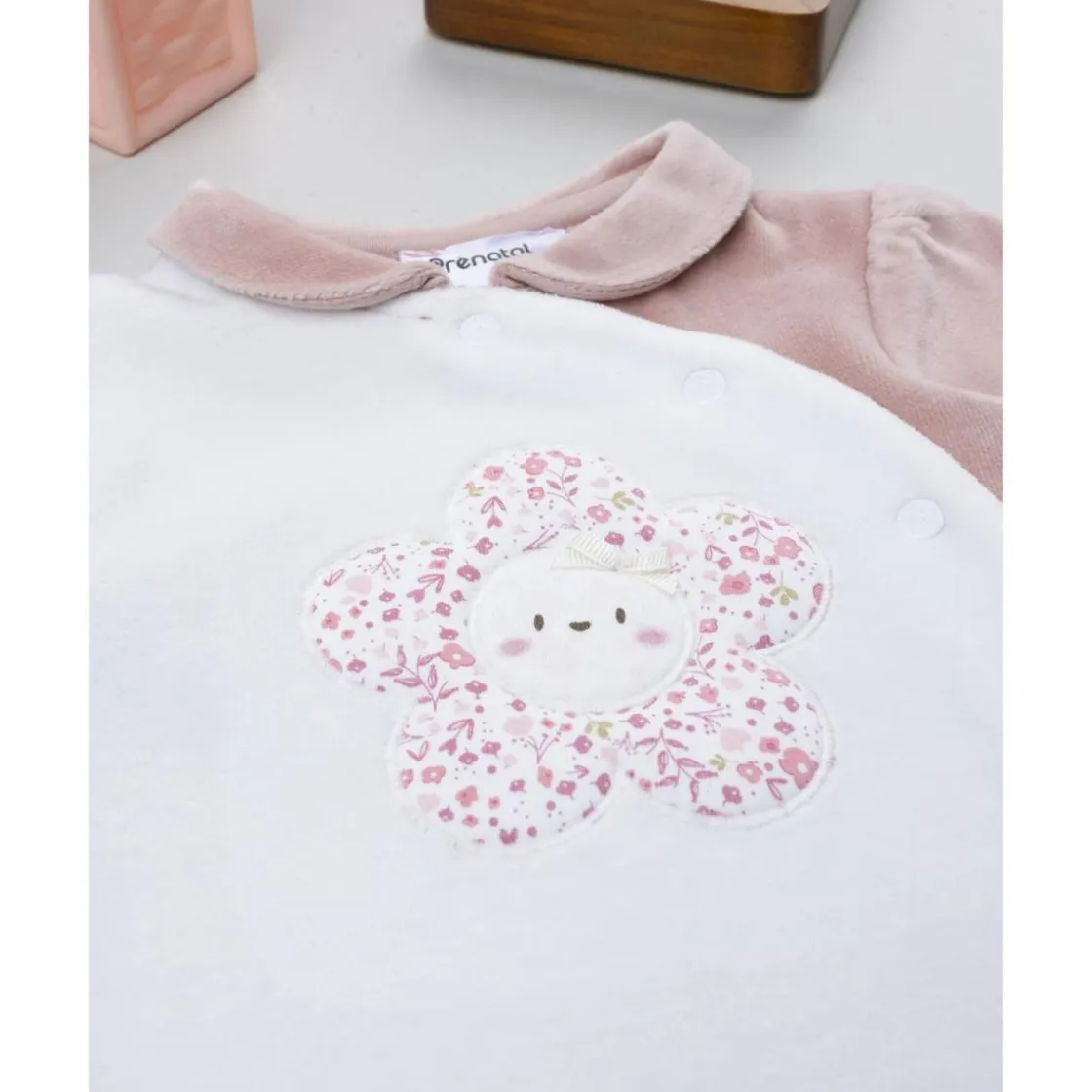 Prenatal Pijama bicolor de bebé en terciopelo blanco y rosa* Ropa Y Accesorios·Peleles|Recién Nacido·Ropa Y Accesorios