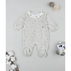 Prenatal Pijama de bebé en terciopelo marrón con bordados* Ropa Y Accesorios·Peleles|Recién Nacido·Ropa Y Accesorios
