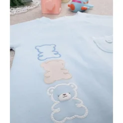 Prenatal Pijama de terciopelo niño azul claro osos