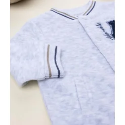 Prenatal Pijama entero de terciopelo gris con parche