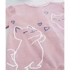 Prenatal Pijama niña rosa de terciopelo con gatitos