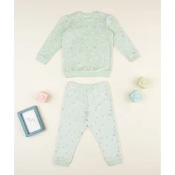 Prenatal Pijama niña verde con florecitas* Descanso Y Ropa Interior·Bebé 3-36 Meses