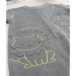 Prenatal Pijama verde oscuro de terciopelo con leoncitos