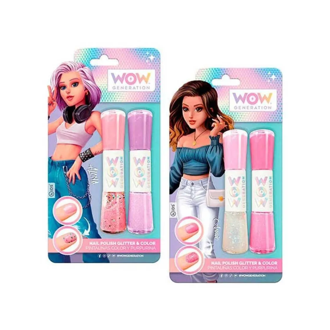 KIDS EUROSWAN S.L. Pintauñas multicolor con purpurina Wow Generation (Varios modelos) ㅤ* Coleccionables Y Mini Mundos