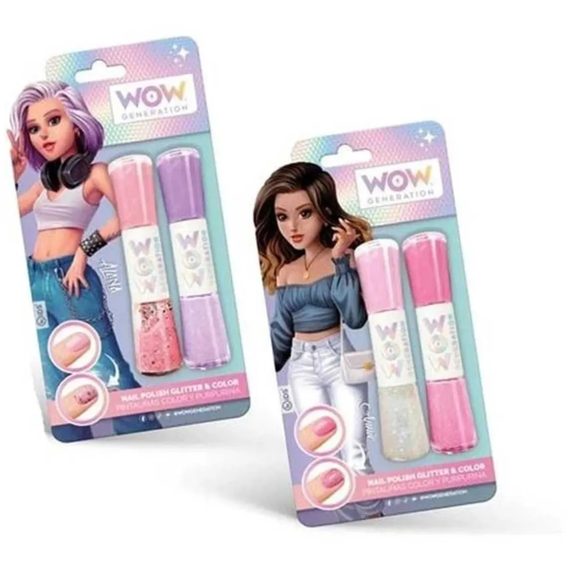 KIDS EUROSWAN S.L. Pintauñas multicolor con purpurina Wow Generation (Varios modelos) ㅤ* Coleccionables Y Mini Mundos