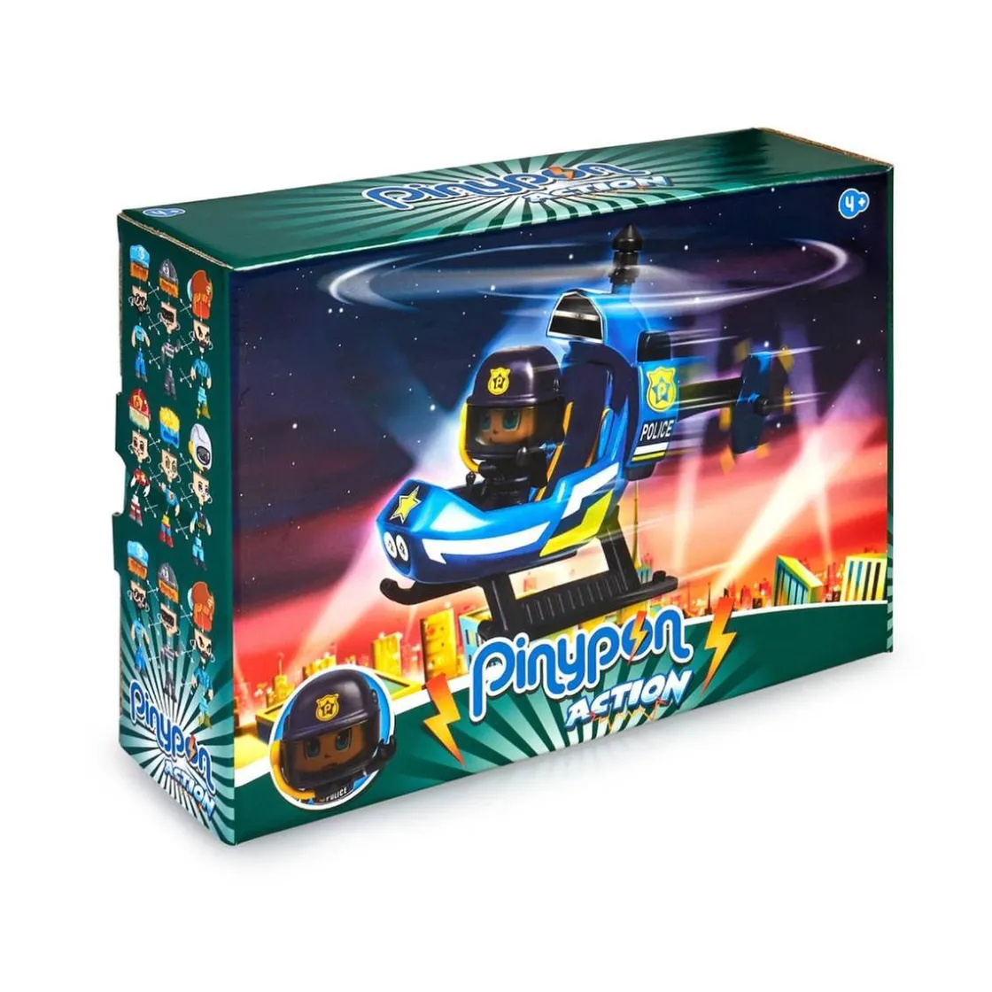 PINYPON - Mini helicóptero de policía Action* Coleccionables Y Mini Mundos