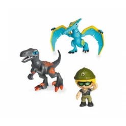 PINYPON - Pack Figura y 2 dinosaurios Action* Coleccionables Y Mini Mundos