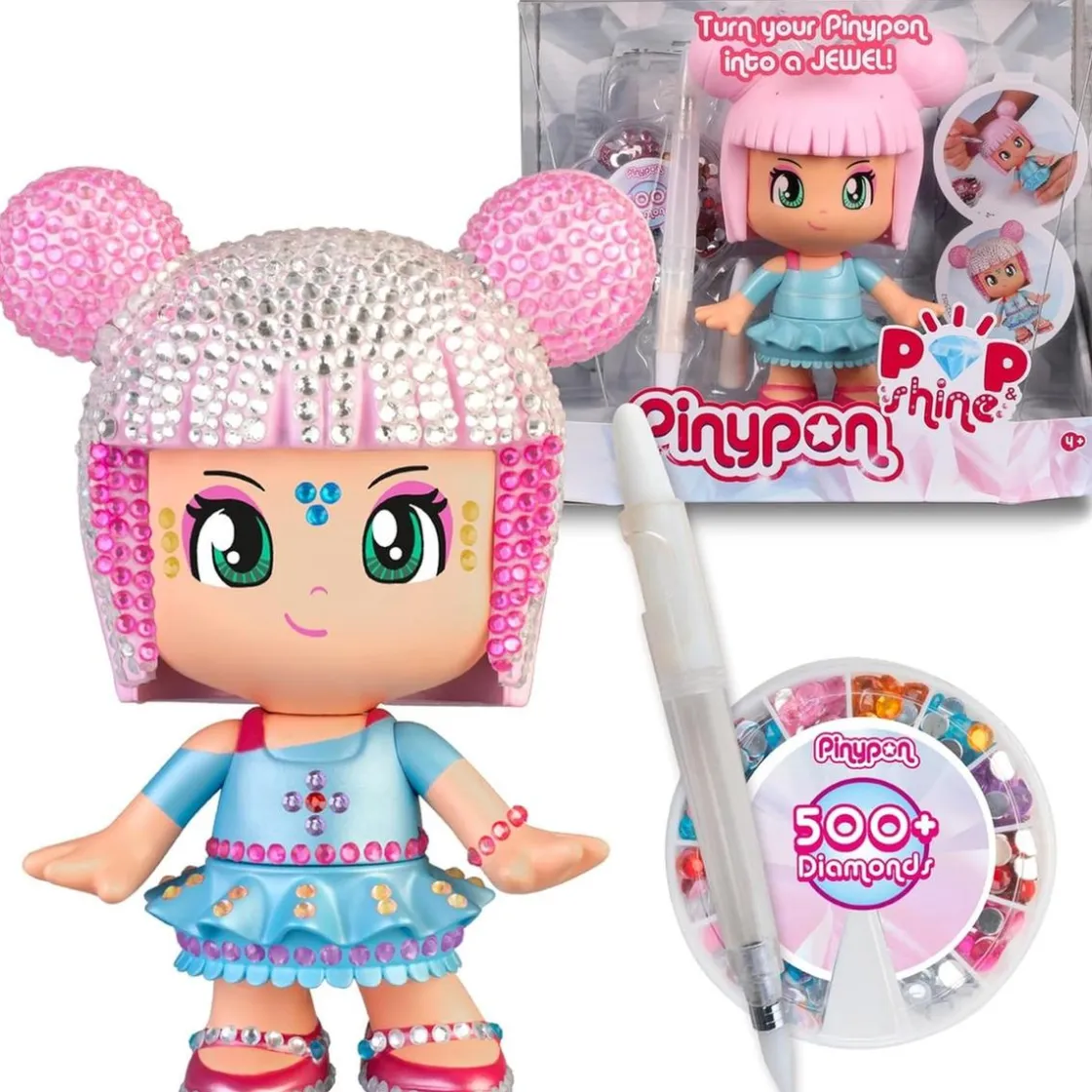 PINYPON - Pop & Shine Figura Para Personalizar Cristales Brillantes ㅤ* Coleccionables Y Mini Mundos