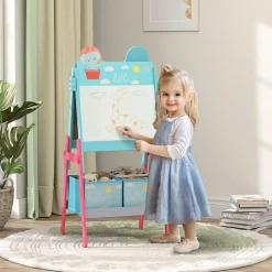 AIYAPLAY Pizarra 2 en 1 con cajas de tela Azul
