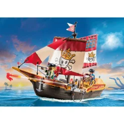 PLAYMOBIL - Barco Pirata con Aventuras y Accesorios Marinos ㅤ