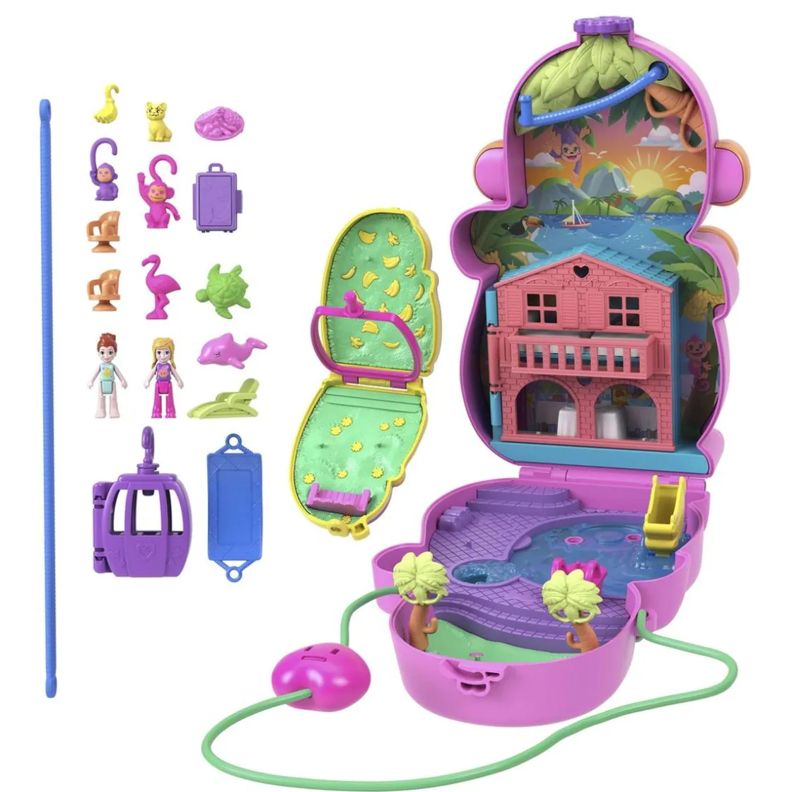 MATTEL Polly Pocket - Juego cofre muñeca mama mono