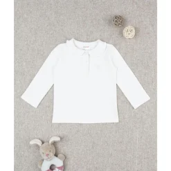 Prenatal Polo blanco de niña de manga larga