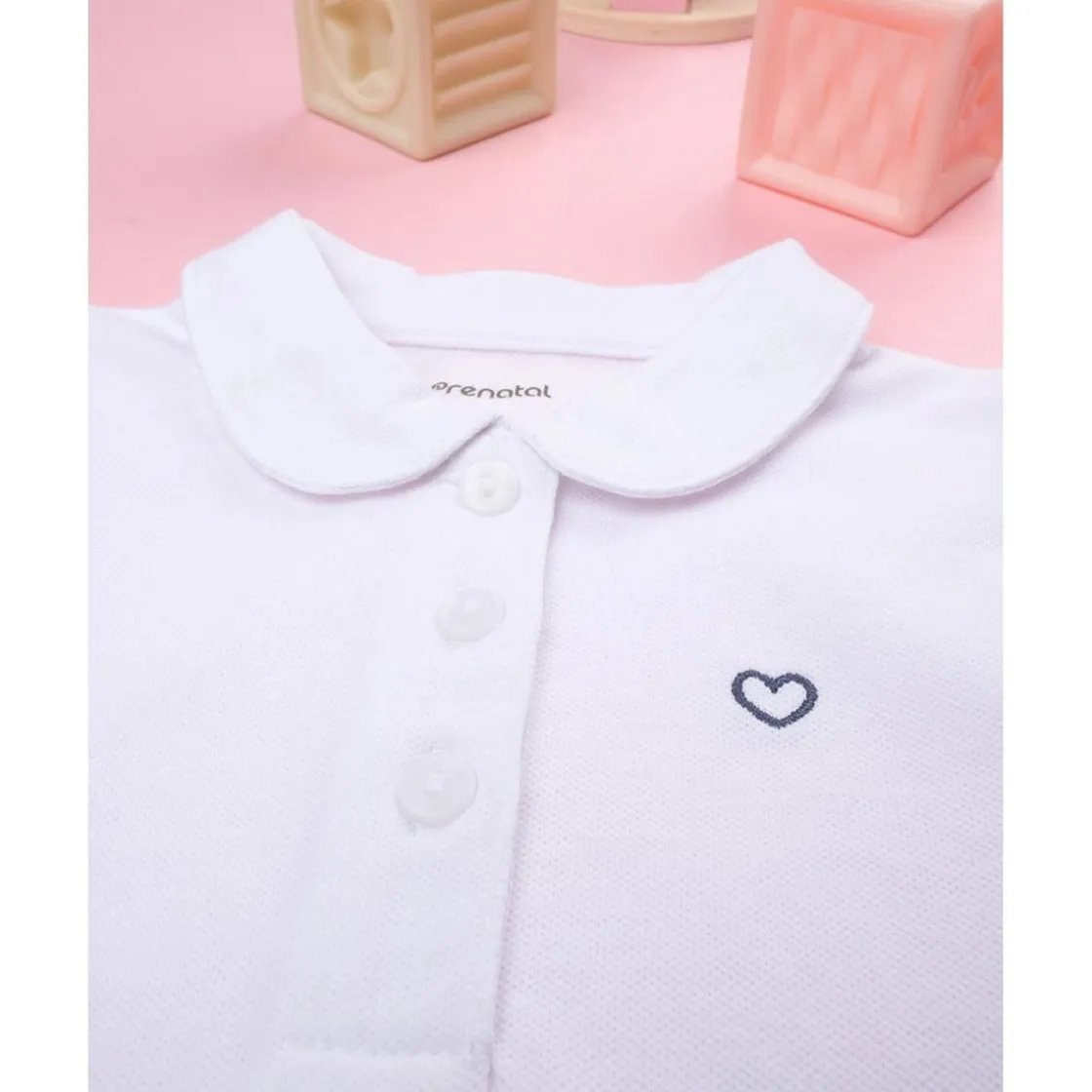 Prenatal Polo niña blanca corazón azul* Bebé Niña 3-36 Meses·Camisas Y Camisetas|Niña·Bebé Niña 3-36 Meses