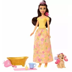 MATTEL Princesas Disney - Bella baña y cepilla a su perrito