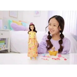 MATTEL Princesas Disney - Bella baña y cepilla a su perrito