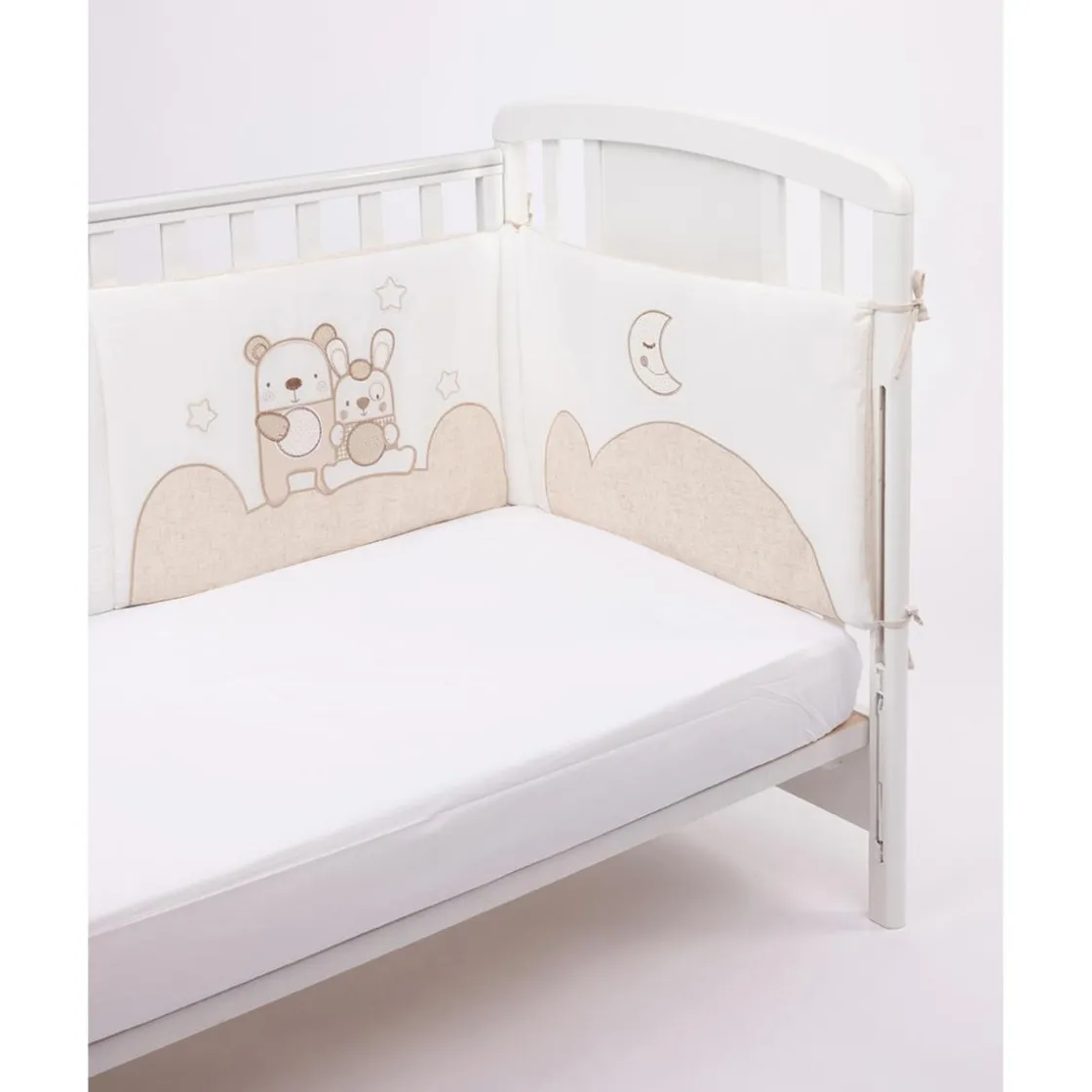 Prenatal Protector de cuna con detalles en beige