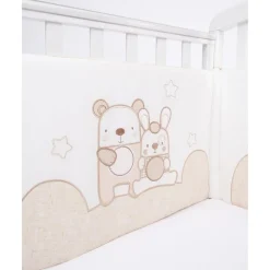 Prenatal Protector de cuna con detalles en beige