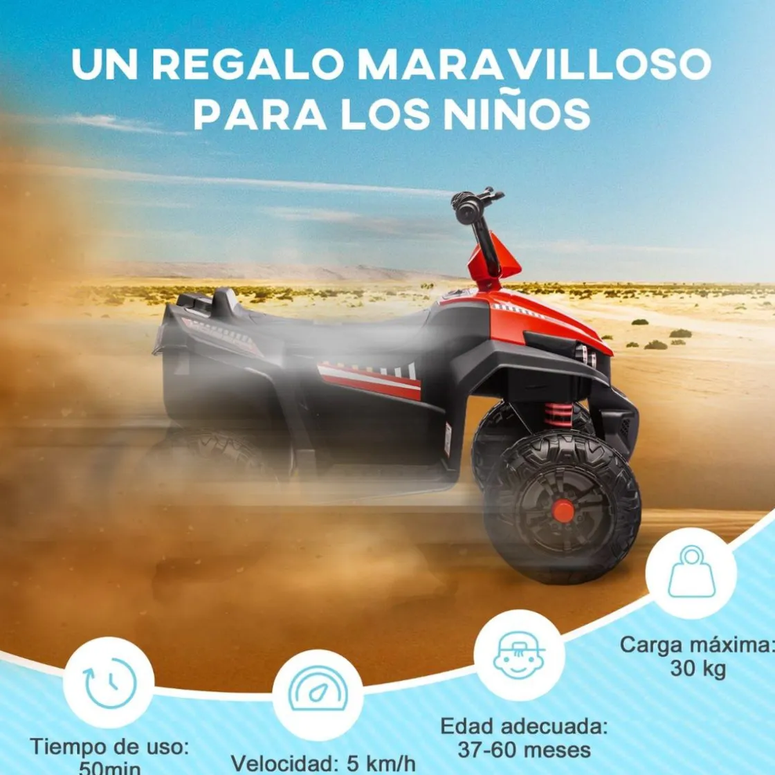 AIYAPLAY Quad eléctrico para niños Rojo y Negro* Vehículos De Batería O A Pedales