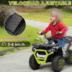 AIYAPLAY Quad eléctrico para niños Verde y Negro