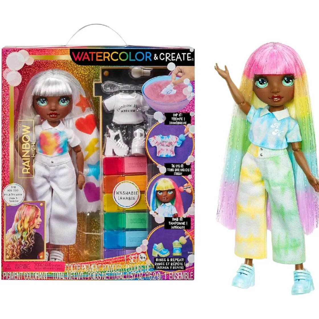 RAIMBOW HIGH Rainbow High - Watercolor & Create DIY - Muñeca ojos verdes* Muñecas