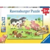 RAVENSBURGER IBÉRICA Ravensburger - Familias animales - Puzzles 2x12 piezas