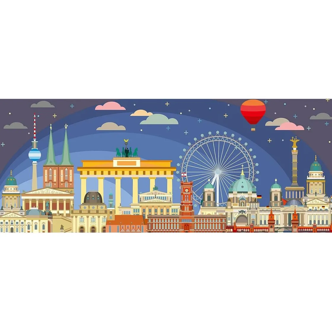 RAVENSBURGER IBÉRICA Ravensburger - Puzzle panorámico Berlin de noche 1000 piezas ㅤ