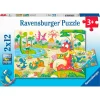 RAVENSBURGER IBÉRICA Ravensburger - Puzzle 2x12 pzs Dinosaurios juguetones
