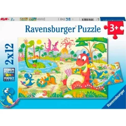 RAVENSBURGER IBÉRICA Ravensburger - Puzzle 2x12 pzs Dinosaurios juguetones
