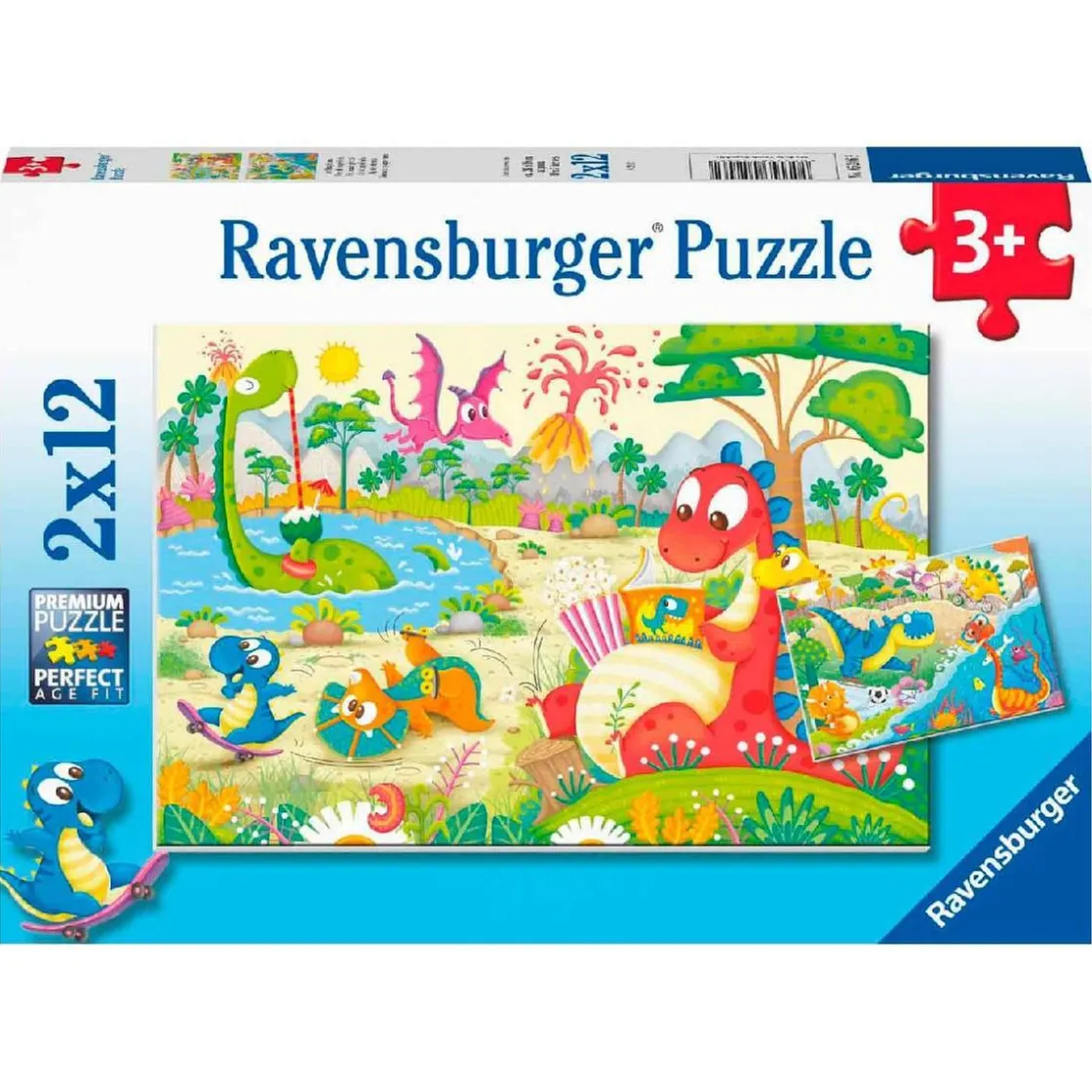 RAVENSBURGER IBÉRICA Ravensburger - Puzzle 2x12 pzs Dinosaurios juguetones