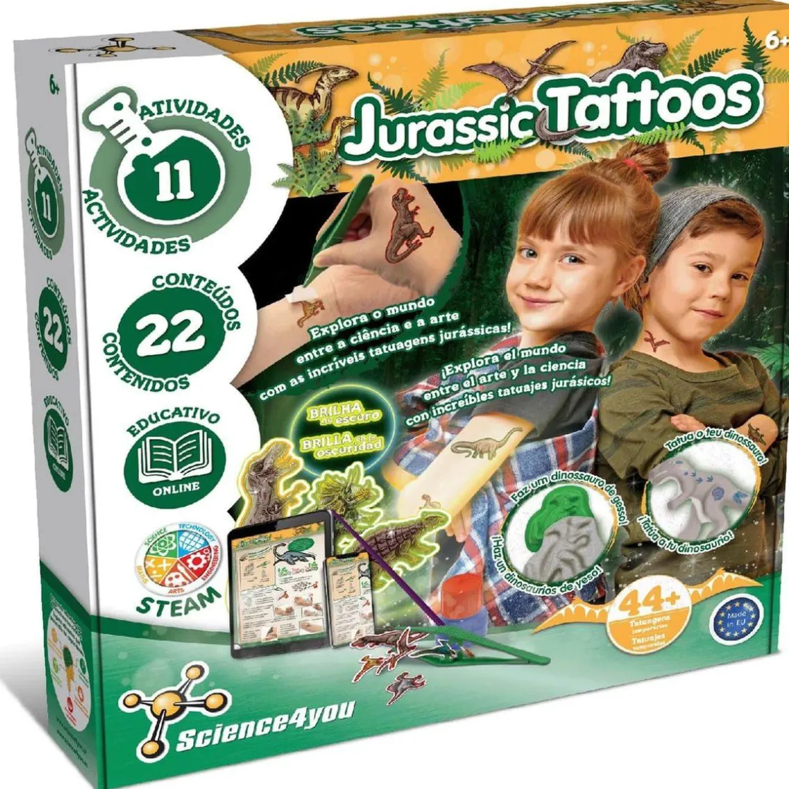 SCIENTIFIC TOYS Science4you - Tatuajes Temporales de Dinosaurios Juegos Jurásicos ㅤ