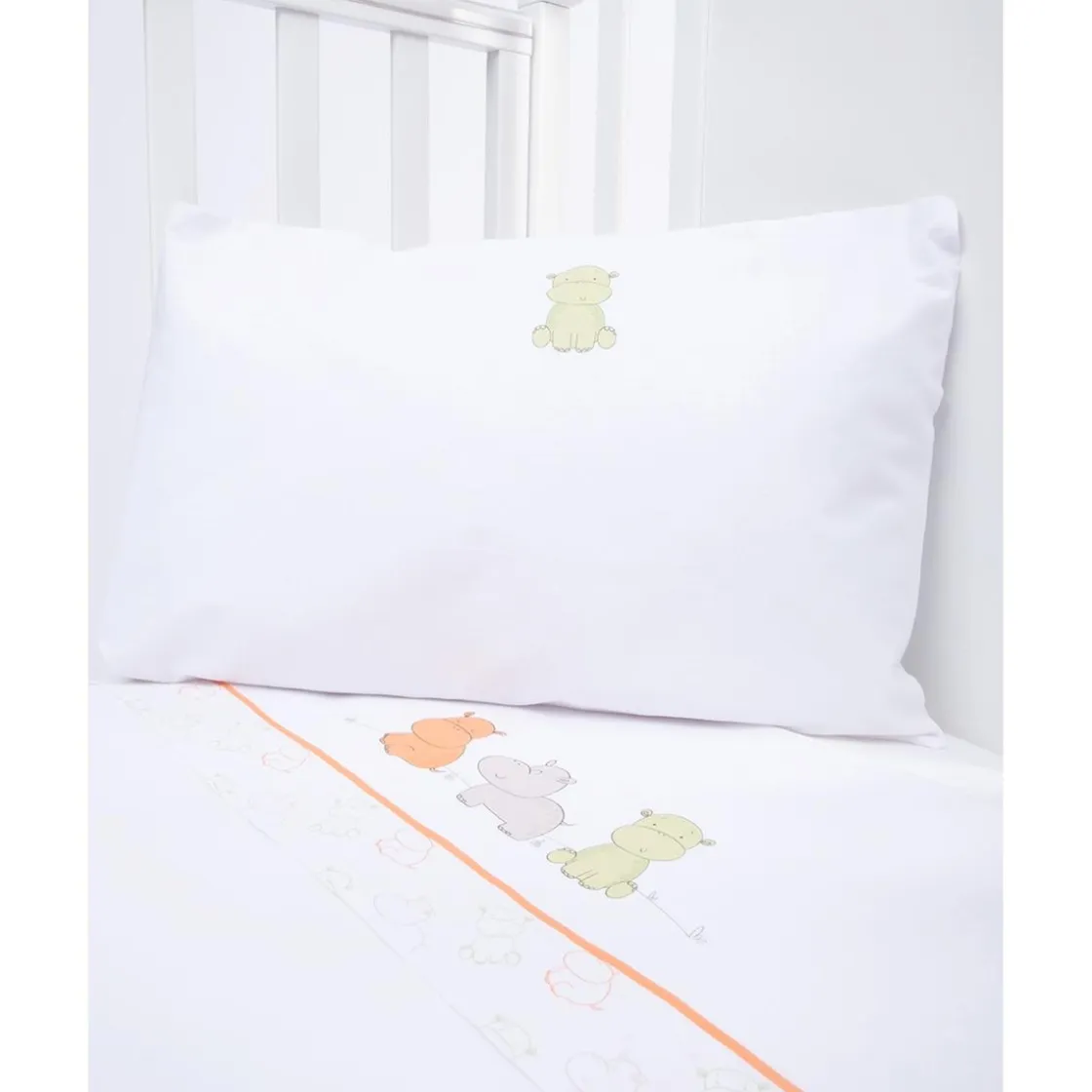 Prenatal Set de 3 piezas de sábanas con estampado de hipopótamos
