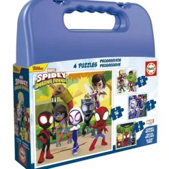 EDUCA BORRAS Set progresivo de 4 puzzles en maleta Spidey y sus increíbles amigos ㅤ* Juegos Y Puzzles