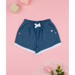 Prenatal Shorts de chambray/sangallo para niña